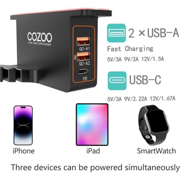 Headphone Stand with USB Charger Under Desk Headset Holder Mount with 3 Port USB - Picture 2 of 6